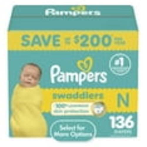 Pampers Swaddlers Newborn Diapers, 136 Count, Superior Leak Protection, Blowout Barrier, Dual Leak-Guard, Hypoallergenic