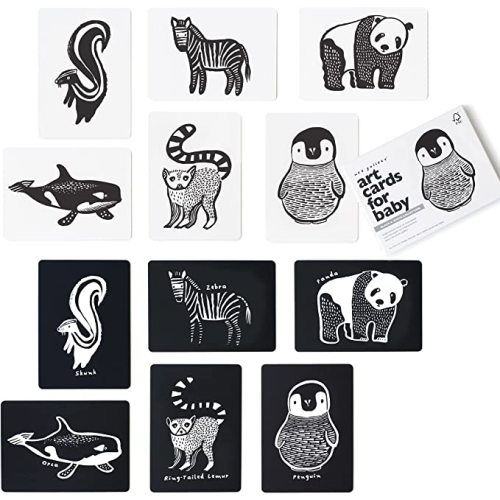 Wee Gallery Black and White Art Flash Cards for Babies, High Contrast Educational Animal Picture Cards, for Visual Stimulation, Brain and Memory Development in Infants and Toddlers (0-24 Months)