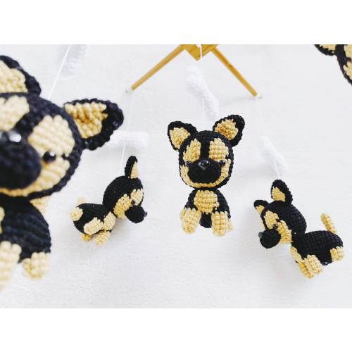 German shepherd Puppy Crochet Baby Mobile, Dog baby mobile, Puppies, Nursery Decor, Baby gift
