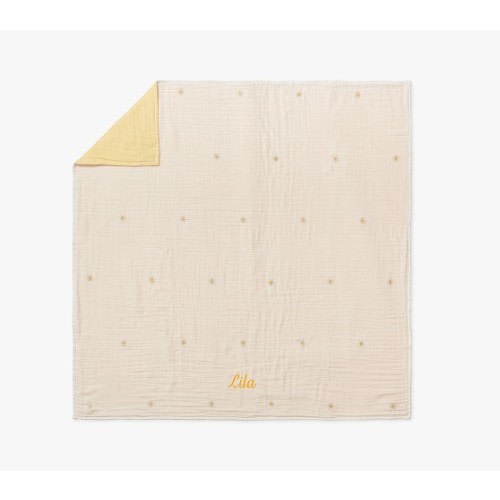 Two-Tone Muslin Embroidered Oversized Baby Blanket | Pottery Barn Kids