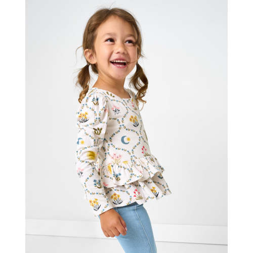 Desert Meadow Ribbed Tiered Peplum Top | Little Sleepies