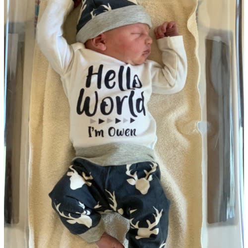 Boy Hello World Personalized Name Coming Home Outfit Bodysuit Infant Gift Set Gray Navy Deer Boy Going Home Set Baby Shower Gift Newborn