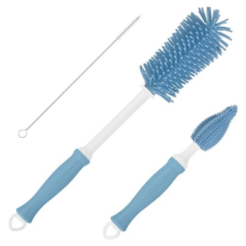 Unique Bargains 360 Rotation Straight Handle Silcone Bottle Cleaning Brush 1 Set