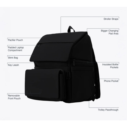 BÉIS 'The Ultimate Diaper Backpack' in Black - Best Backpack Diaper Bag in Black