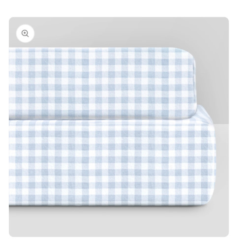 Gingham Organic Jersey Cotton Crib Sheet and Changing Pad Cover Set
