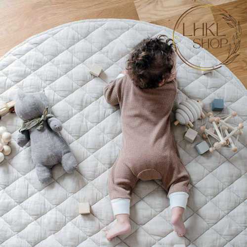 Montessori Play Mat, Natural Linen Play Mat, Quilted Playing Rug, Baby Floor Mat, Baby Activity Mat, Nursery Mat, Baby Blanket, Nursery Rug