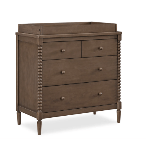 Delta Saint 4-Drawer Dresser with Changing Top and Interlocking Drawers - Teak Brown
