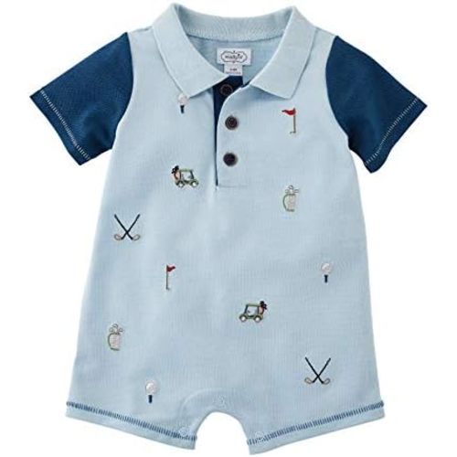 Mud Pie baby-boys Golf Pique Schiffly Romper