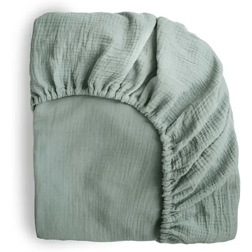 mushie Extra Soft Muslin Fitted Crib Sheet | 28"x 52" (Roman Green)