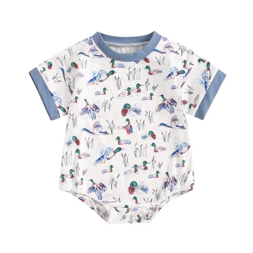 Infant Baby Boy Girl Mallard Duck Romper Short Sleeve Animal Duck One Piece Bodysuit Tops Hunting Baby Clothes
