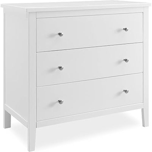 Delta Children Campbell 3 Drawer Dresser with Interlocking Drawers, Bianca White