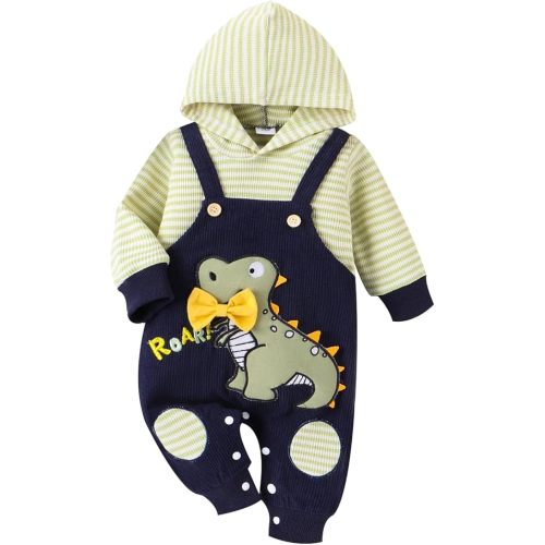 Baby Boy Clothes Newborn Hoodie Romper Fall Winter One-piece Outfit Infant Cute Cartoon Clothing Set 0-18 Months