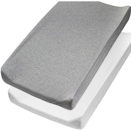 HonestBaby Organic Cotton Changing Pad Covers (Set of Two), Gray Heather, One Size