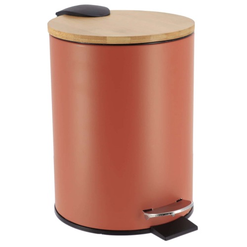 Terracotta Garbage Can with Bamboo Lid