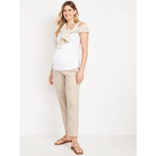 Maternity Rollover Waist Linen Pant