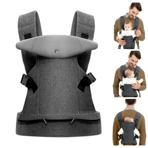 Yalumo Baby Carrier Newborn To Toddler, 4-In-1 Portable Newborn Carrier (8-32lbs) with Ergonomic Support, Adjustable Soft Infant Carrier with Baby Drool Bib For Dad Mom, Gray