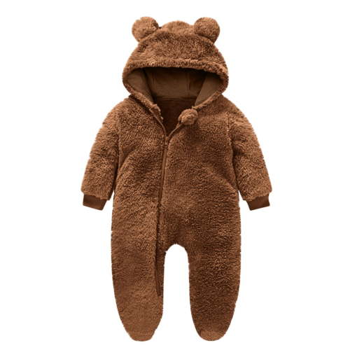 ZyeKqe Winter Baby Clothes keep Warm Fleece Thick 1sie Ear Hooded Jumpsuits Newborn Boys Girls Romper Kids Coats Jackets
