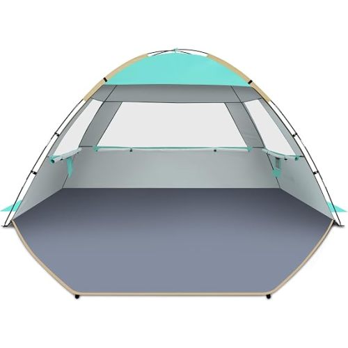 Gorich Beach Tent Sun Shelter for 3/4/6/8/10 Person with UPF 50+ UV Protection, Lightweight & Easy Setup Beach Shade Canopy, Portable Beach Shade Tent Beach Cabana