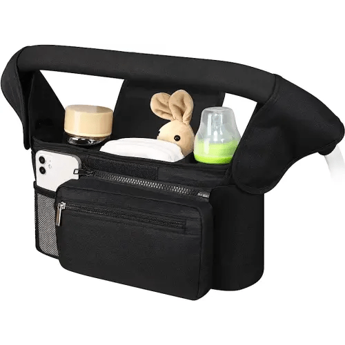 Accmor Universal Stroller Organizer with Insulated Cup Holder Detachable Phone Bag and Shoulder Strap,Stroller Bag Caddy Organizer Accessories Fits for Uppababy, Baby Jogger, Britax Strollers