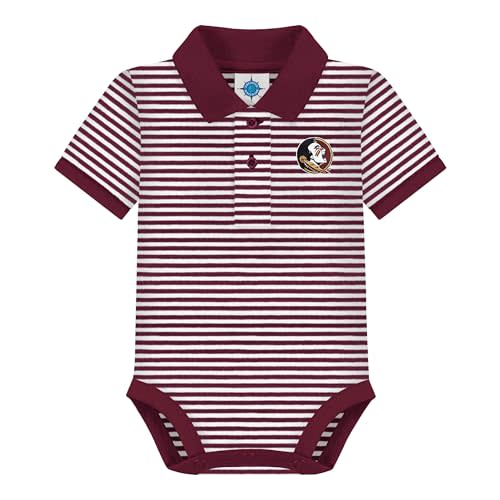 Creative Knitwear College Baby Striped Polo Bodysuit - Team Logo, Multiple Colors, for Boys & Girls (0-12 Months)
