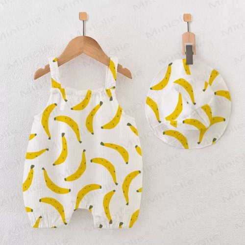 Baby Banana White Romper with Hat