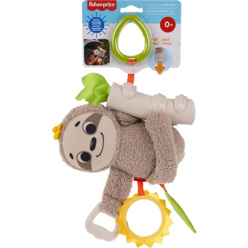 Fisher-Price Baby Toy Slow Much Fun Stroller Sloth, Travel Activity with Motion & Sensory Details for Newborns Ages 0+ Months