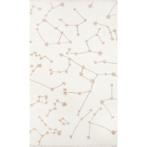 Ebern Designs Boulevardier Handmade Flatweave Wool Ivory Rug | Wayfair