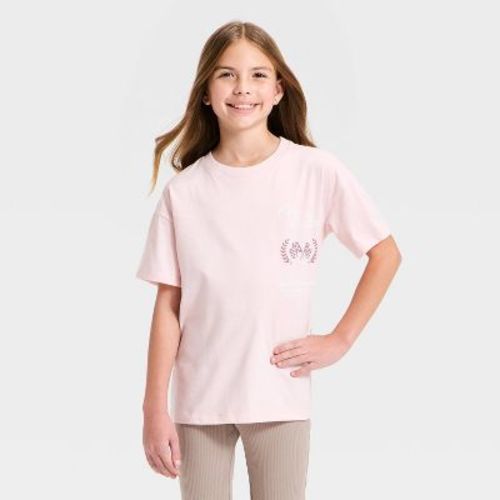 Girls' Short Sleeve Oversized Graphic T-Shirt - Cat & Jack™ Light Pink M