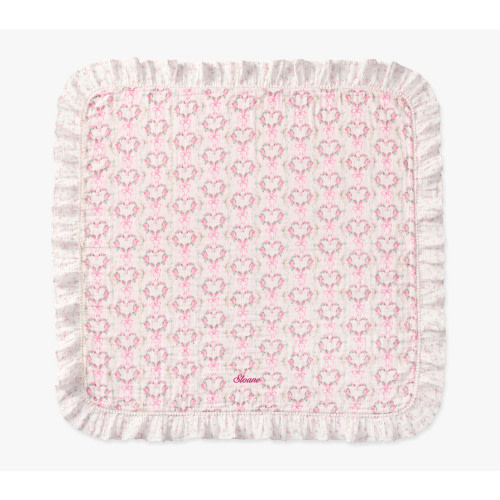 LoveShackFancy Floral Heart Oversized Organic Muslin Baby Blanket