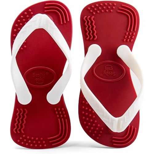Smily Mia Flip-Flop Baby Teething Toys, Silicone Baby Teether for 3M+, Chewing Toys for Babies Teething Pain Relief,Silicone Baby Shoes,Chimney red