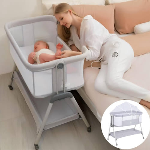 Baby Bassinet with Mattress, Bassinet Co Sleeper 3-in-1 Bedside Bassinets with 5 Adjustable Height, Baby Cot Cribs with Mosquito net and Carrying Bag, for 0-6 Months Babies(Gray) : Amazon.com.au: Baby