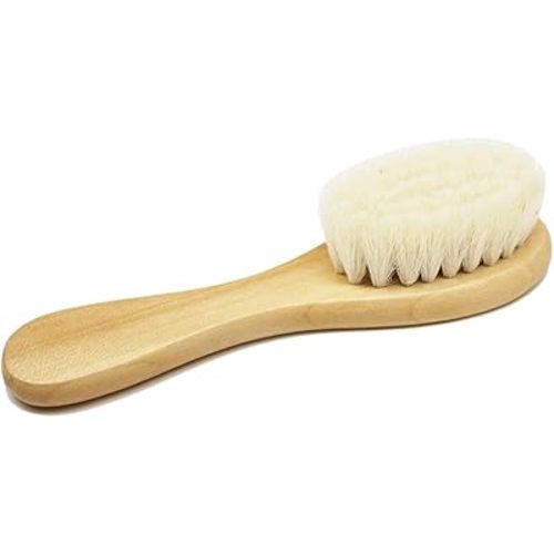 Baby Hair Brush, Wooden Goat Bristles Hair Brush for Newborns & Toddlers, Ideal for Cradle Cap, Perfect Baby Registry Gift, Hypoallergenic, 1 Count