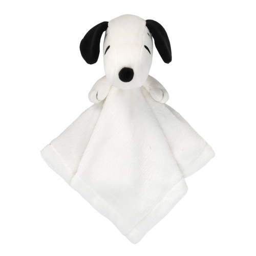 Lambs & Ivy Peanuts Snoopy Baby Fleece Security Blanket/Lovey in White/Black Plush