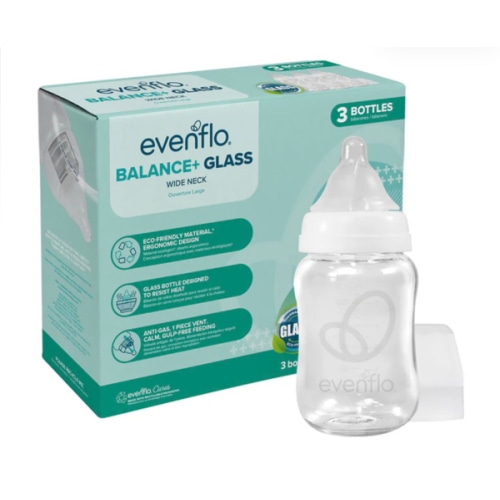 Evenflo Balance + Glass, Wide Neck Baby Bottles
