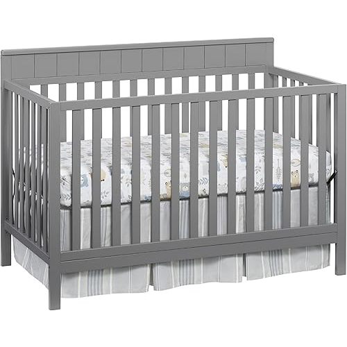 Oxford Baby Logan 4-in-1 Convertible Baby Crib, Dove Gray, GreenGuard Gold Certified
