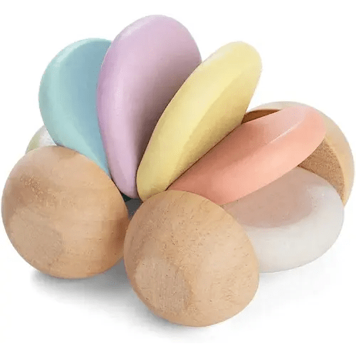 PlanToys Preschool Push and Pull Car (5254) | Pastel Color Collection |Sustainably Made from Rubberwood and Non-Toxic Paints and Dyes