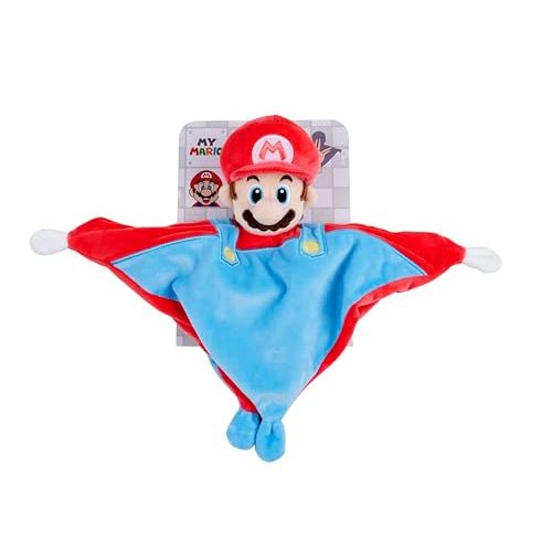 My Mario Baby Security Blanket with Rattle – 10x10 Inch Plush DouDou Snuggle Cloth with Soft Mario Head