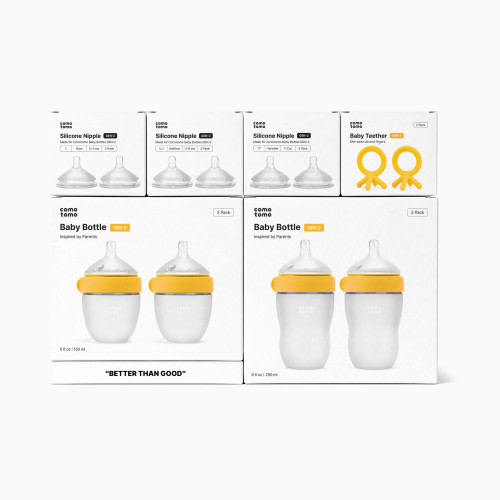 Comotomo Newborn Starter Set (12 Piece Set) - Yellow