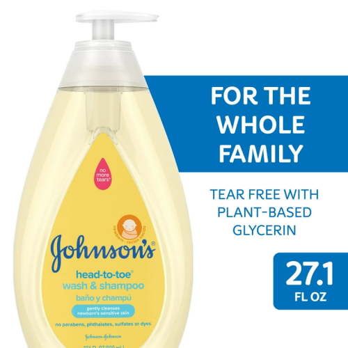Johnson's Head-To-Toe Tear Free Infant Baby Bath Body Wash Soap and Shampoo, 27.1 oz