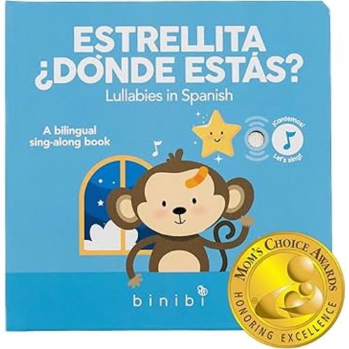 Binibi Spanish Musical Book for Toddlers 1-3 Estrellita ¿Dónde Estás? & Other Nursery Rhymes | Spanish Learning for Kids | Bilingual Children's Sound Book | Libro en español para bebés