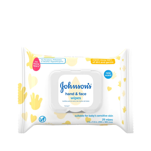 Johnson's Baby Hand & Face Wipes, 25 Count