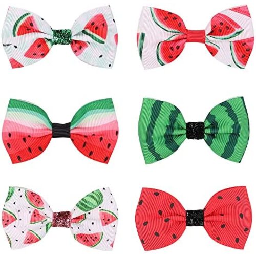 Watermelon Turban Headband Baby Girls Fruit Headwrap Watermelon Hair Hand Bow BBG20 (Hair Clips-6G)