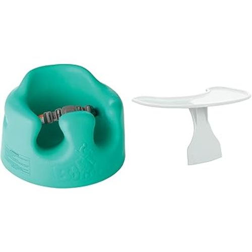 Bumbo B10055MPA3 Baby Infant Soft Foam Comfortable Wide Floor Seat with 3 Point Adjustable Harness and Play Top Tray Attachment, Aqua