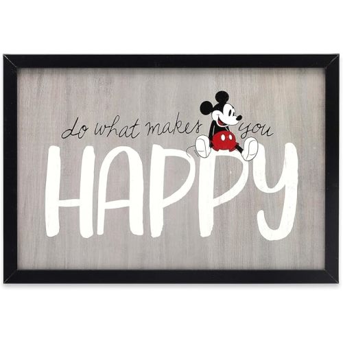 Disney Mickey Mouse Do What Makes You Happy Framed Wood Wall Decor - For Bedroom, Playroom or Living Room
