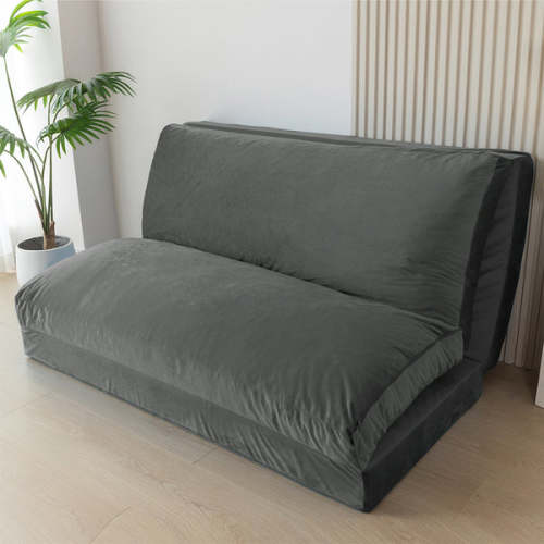 MAXYOYO Bean Bag Folding Sofa Bed, Velvet Floor Sofa with Washable Cover for Adults, Dark Grey