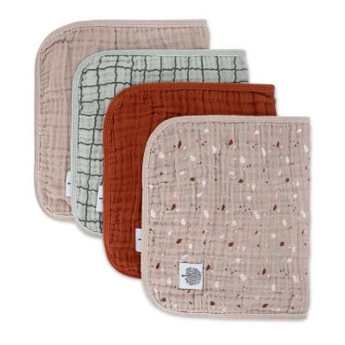 Parker Baby 4 Pack Muslin Cotton Burp Cloths - Rose