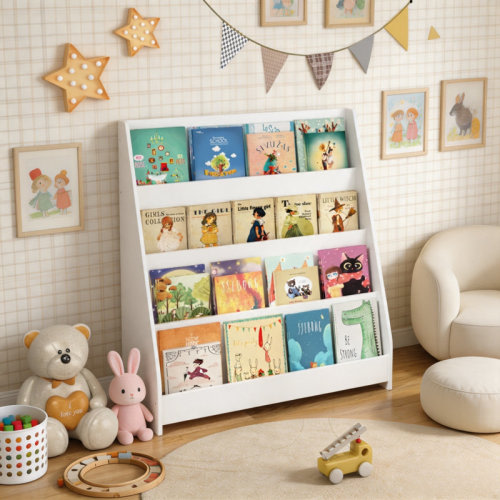 Trinx 4-Tier Kids Bookshelf, Toddler Book Display Storage Organizer – MDF Bookshelf for Bedroom, Playroom & Classroom, Sage | Wayfair