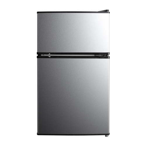 Mainstays 3.2 Cu Ft 2-Door Compact Refrigerator with Freezer, Stainless Steel, Mini Fridge for Dorm, Apartment & Office