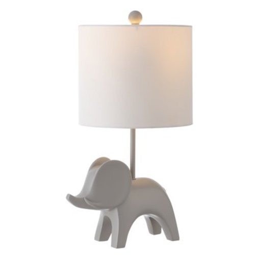 SAFAVIEH Ellie 20 in. Elephant Grey Ceramic Table Lamp with 100% White Cotton Shade