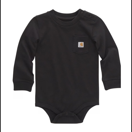 Carhartt Baby Unisex Long-Sleeve Pocket Bodysuit, 6M,Caviar Black at Tractor Supply Co